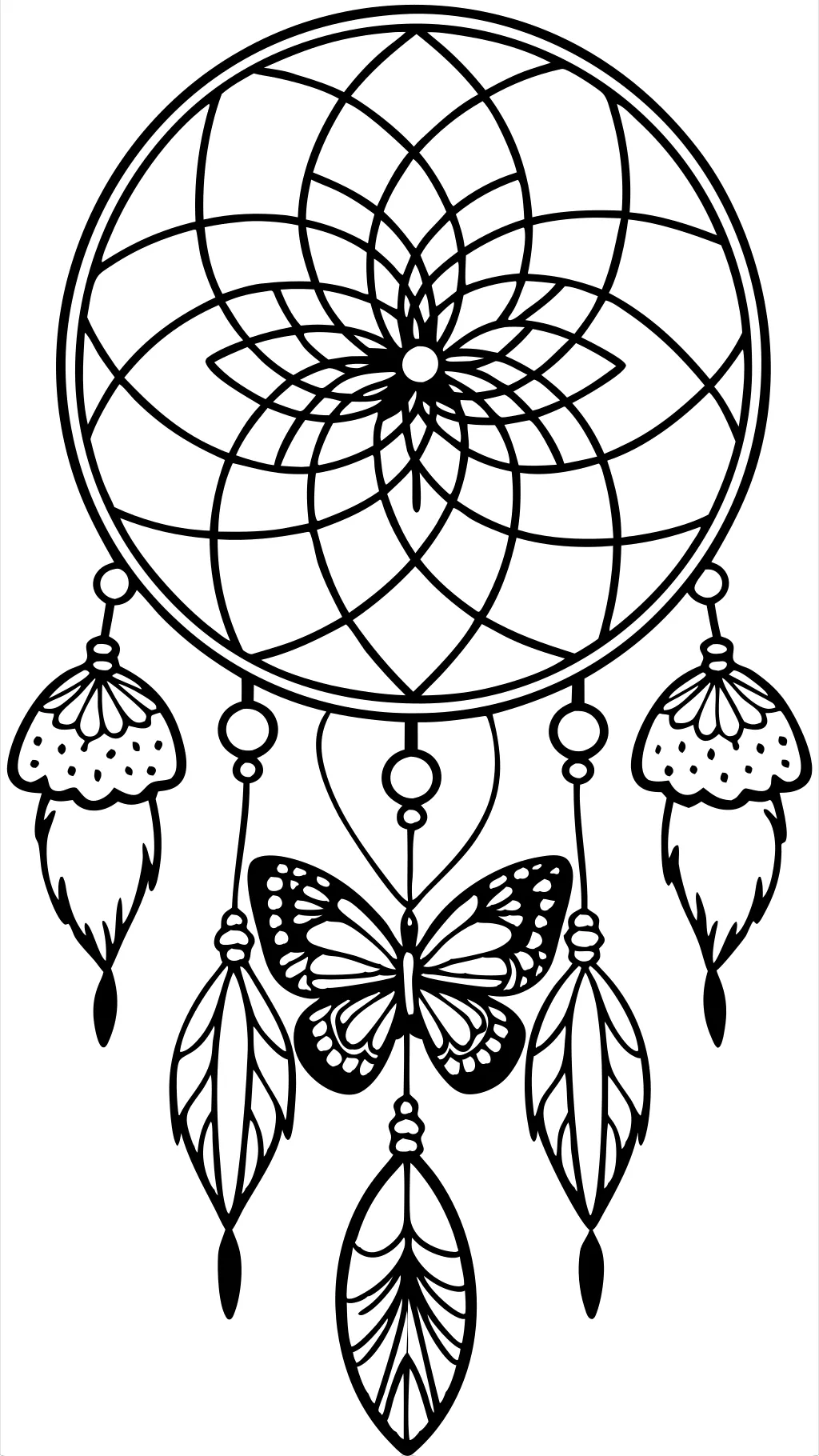 coloriage de papillon Dreamcatcher pour adultes